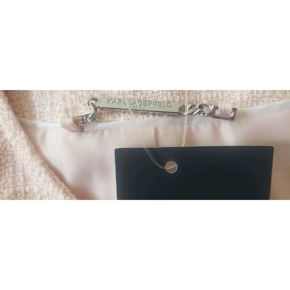 NWT KARL LAGERFELD PARIS  TWEED PINK SHERBET TOPPER JACKET LONG  BLAZER SZ 14 - Picture 11 of 12